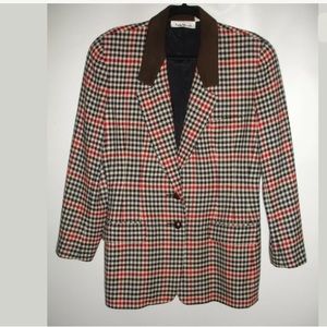 Anne Klein II  Check Wool/Cashmere Jacket US 12